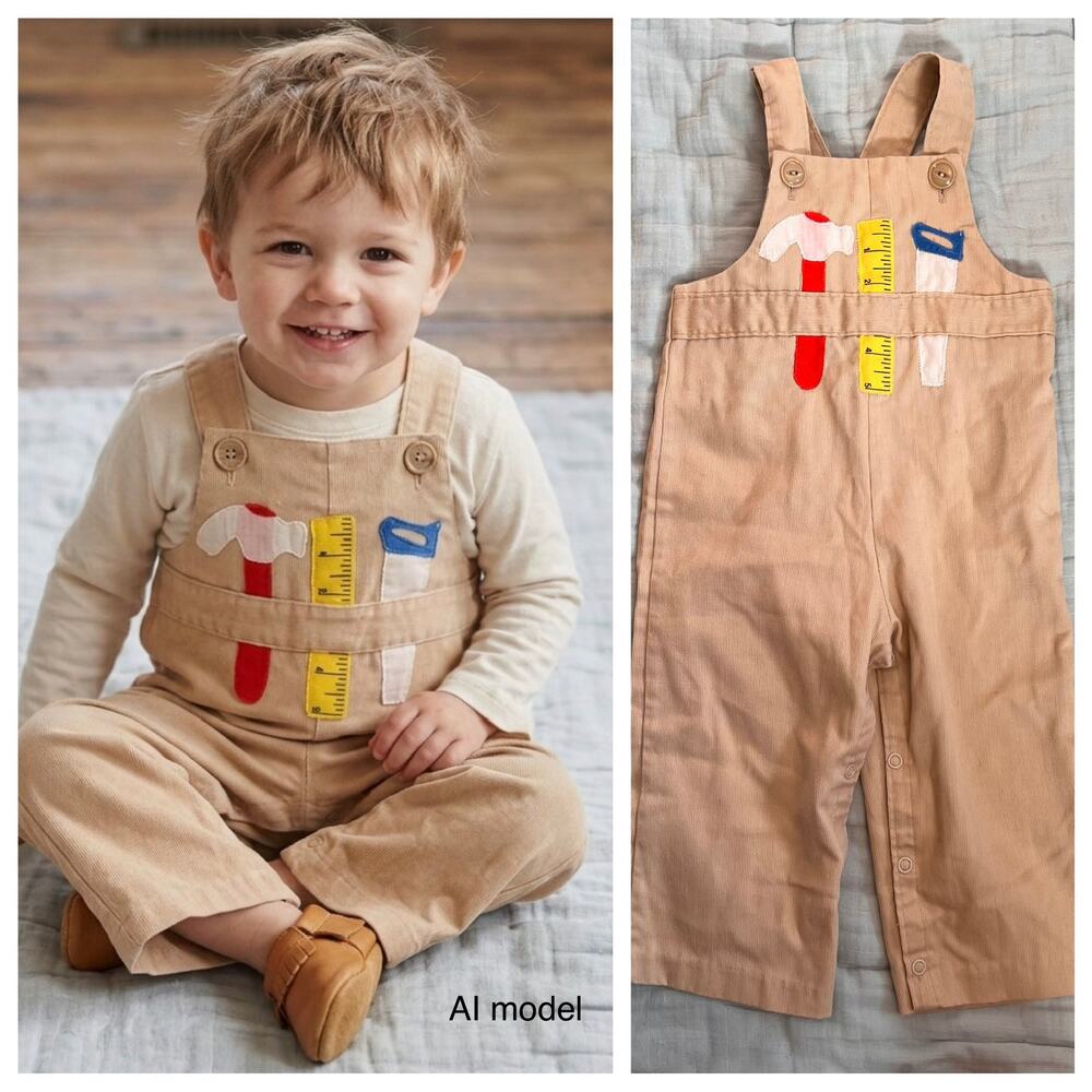 Vintage 60s/70s Toddle Time JC Penney toddler tool appliqué overalls 2T